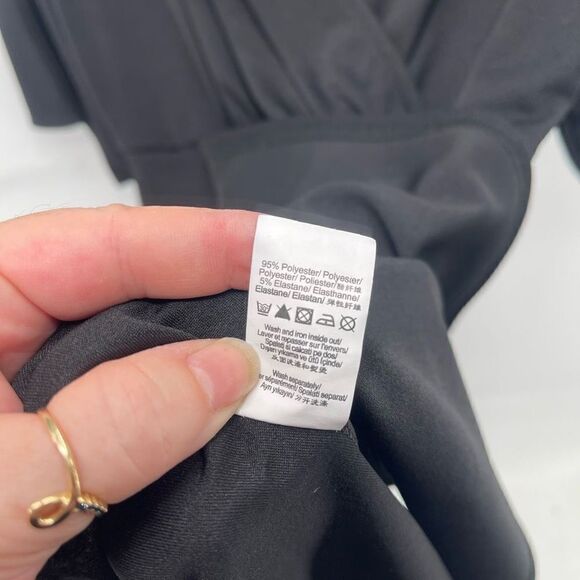 Pretty Little Thing Shift Dress Cocktail deep V Neck Wrap Stretch Black NEW 8 - Picture 4 of 13